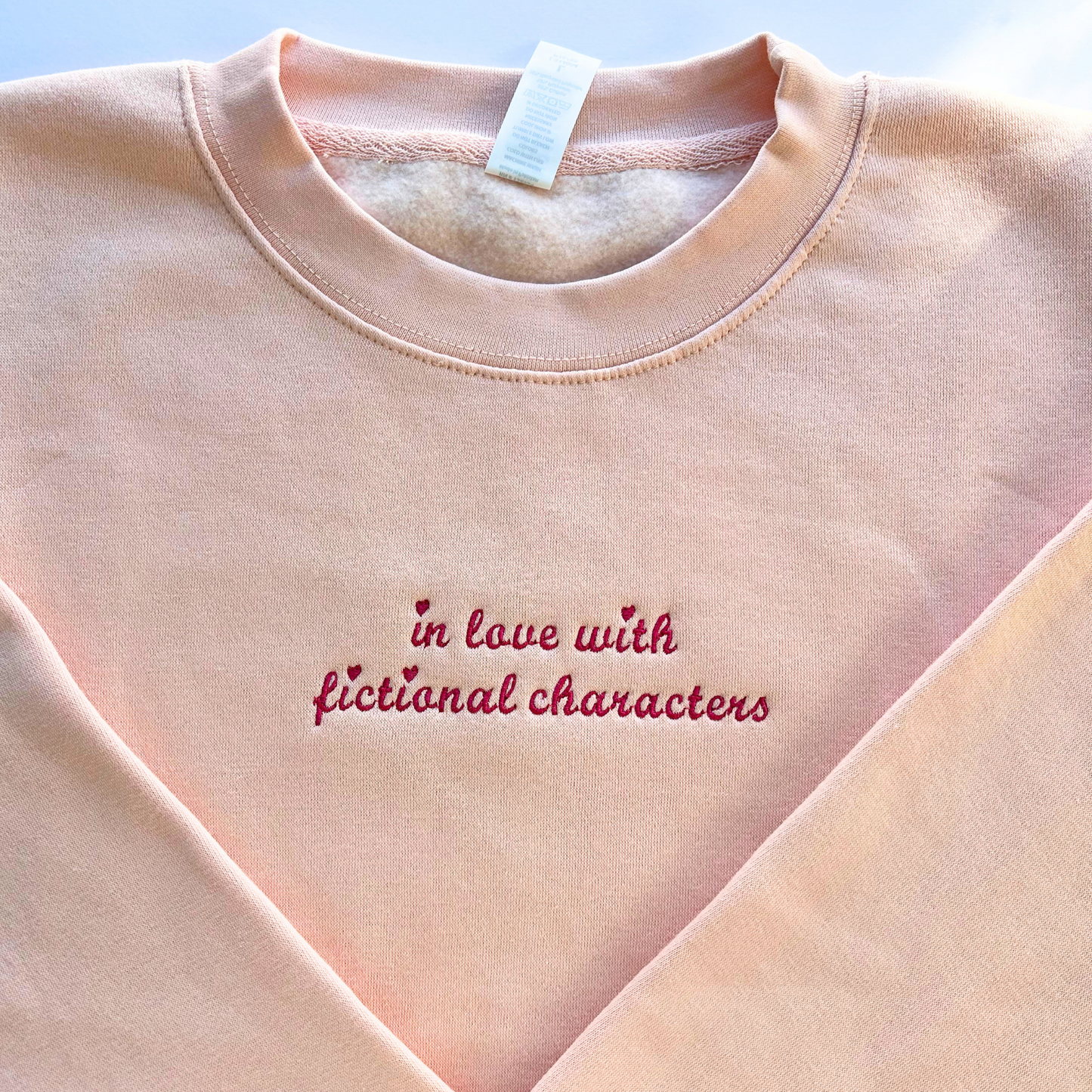 In Love With Fictional Characters Embroidered Crewneck