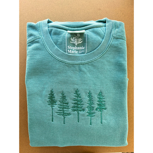 Pine Tree Embroidered Crewneck Sweatshirt